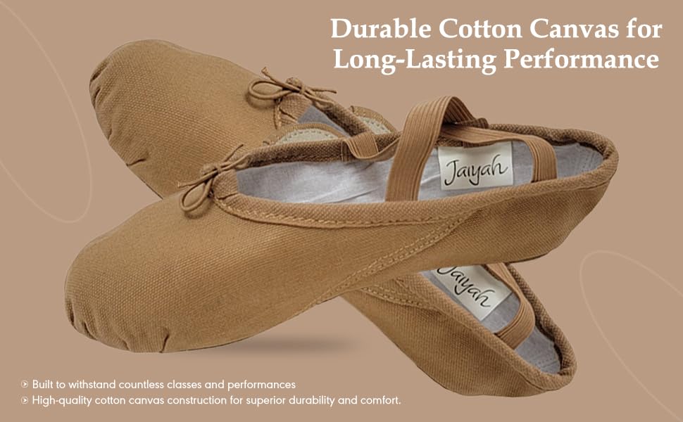 Ballet Shoes for Women, Men & Children, Durable Cotton Canvas, Adjustable Width, Split Sole, 6 Skin Tone Shades3
