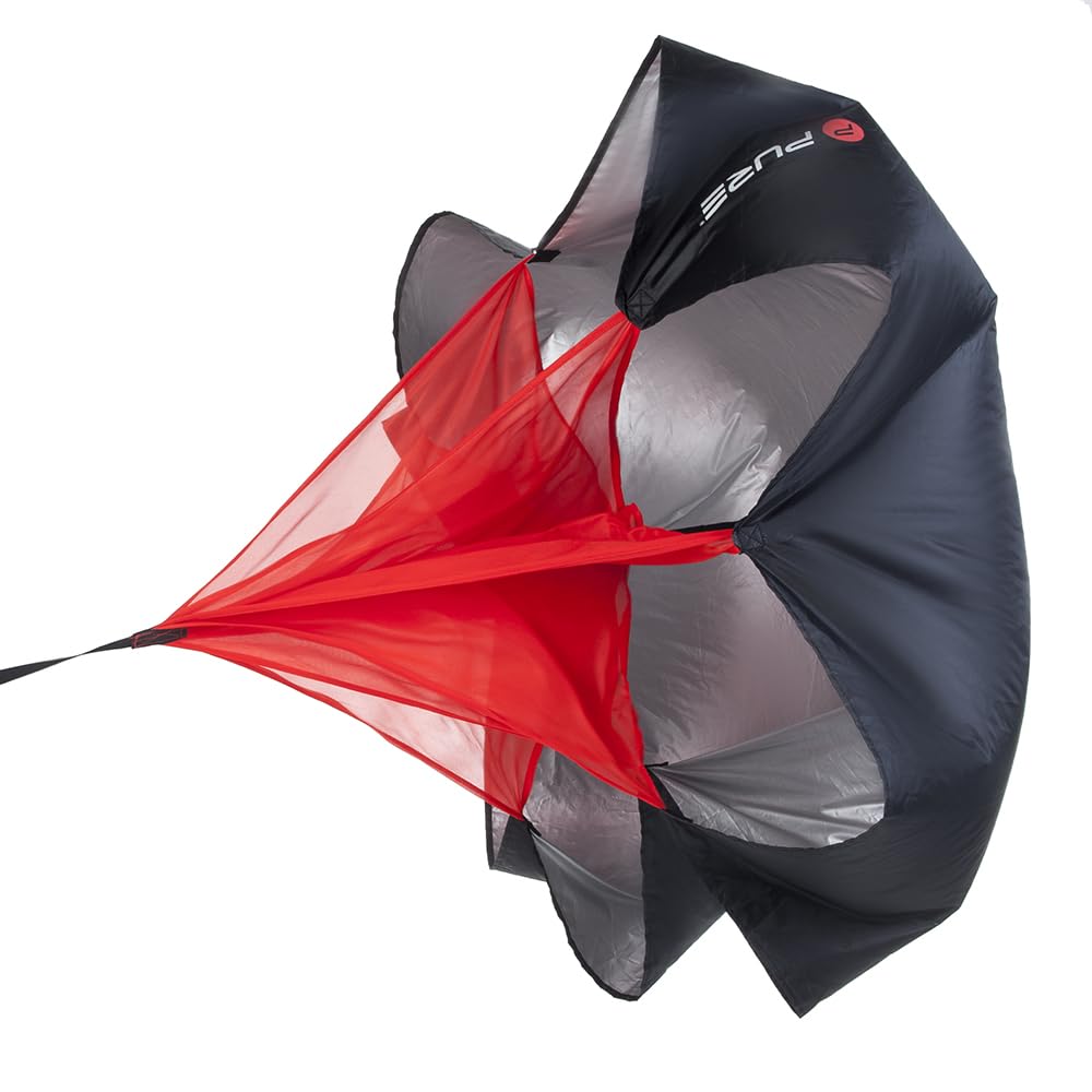 Pure2Improve Bremsfallschirm, schwarz/rot, 125cmx125cm, Einheitsgröße