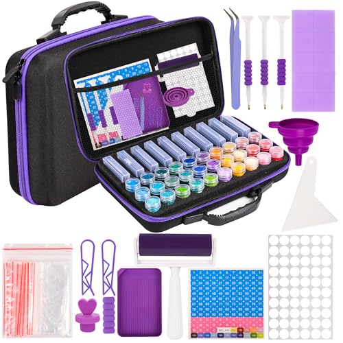 Image of MERATIA Diamond Painting Storage Case Organizer, 40 Slots with Accessories