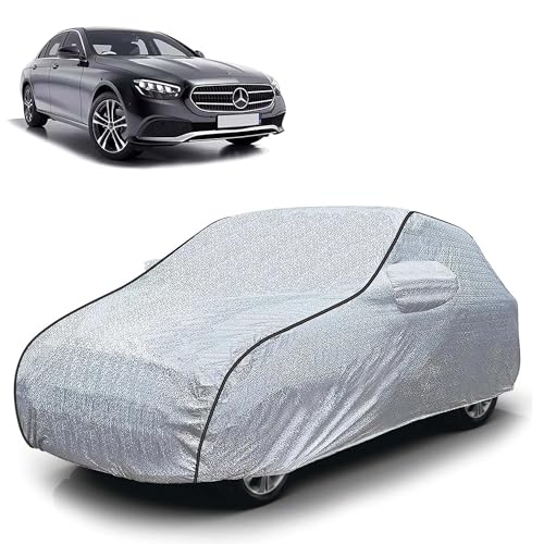 Image of Sulfar 100% Waterproof Car Body Cover Compatible with Mirror for Mercedes Benz E350 (Triple Stitched, Full Bottom Elastic, Magic Silver with Black Piping)