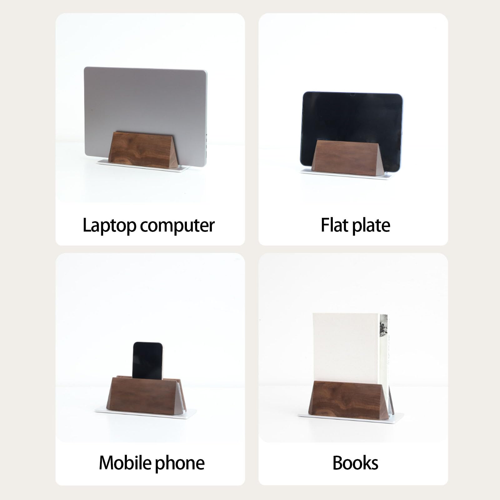 Soporte para laptop para varios grosores de laptop de 1,4 a 3 cm de ancho de ranura con soporte de madera de aluminio para juegos