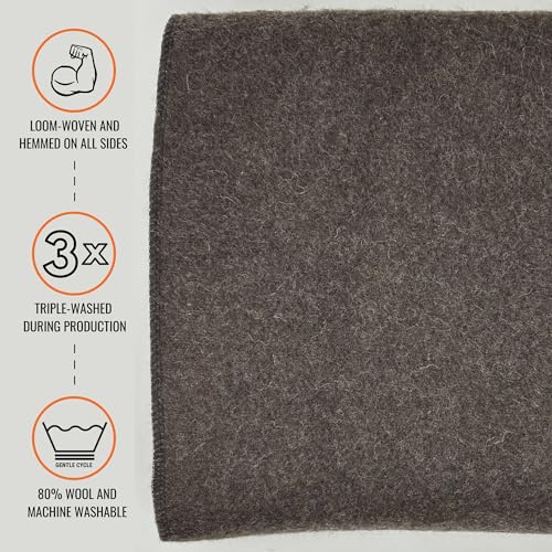 Image of Arcturus Military Wool Blanket - 4.5 lbs, Warm, Thick, Washable, Large 64 inch x 88 inch - Great for Camping, Outdoors, Sporting Events, and Survival Kits (Chocolate)