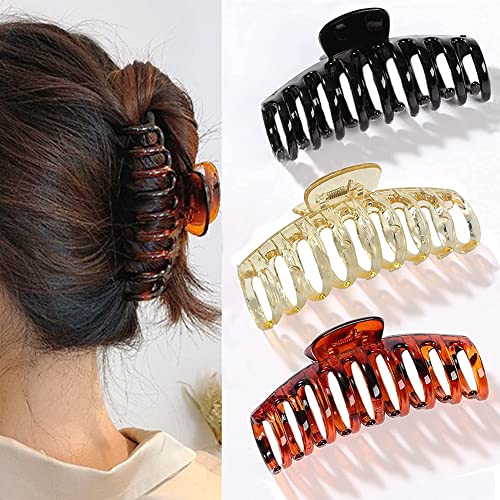 3 Stück Große Haarklammer, 11cm Vintage Einfache Klaue Clips Rutschfest Haarspangen, Pferdeschwanz-Halter, Haar-Accessoires für Frauen Damen Mädchen Cover