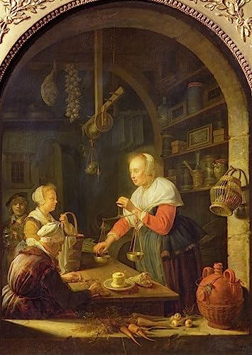Affiche Toile l'épicier du village de Gerrit Dou 60x90cm art reproduction portrait mural
