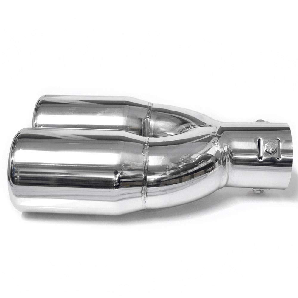 5136 Doppio Universale Terminale Di Scarico Acciaio Inox fino a 57mm Cromo