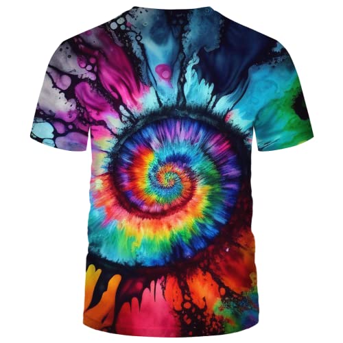 Men's Psychedelic Colorful The Eye of God Rainbow Short Sleeve 3D Printing Tie-Dye T-Shirt Tee4