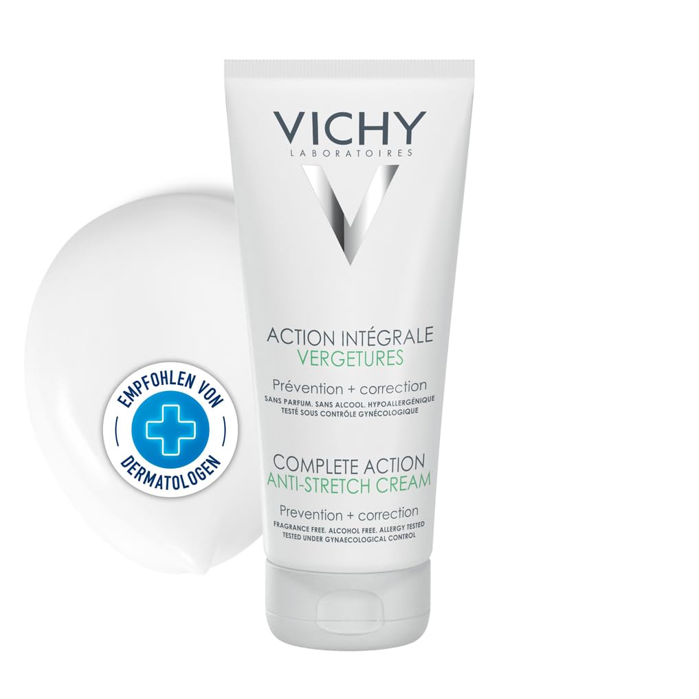Vichy Schwangerschaftsstreifen-Creme, Vorbeugende und mildernde Creme gegen Dehnungsstreifen, Restrukturierende und festigende Wirkung, 200 ml