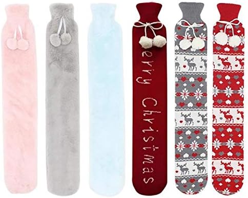 SKUZA Hot Water Bottle, Winter 2L Extra Long Hot Water Bottle Faux Fur Cover Hand Warmer Handwarmer Hot Water Bag Hot Water Bottle with Cloth Cover Warming Bag (Color : 4) (Color : 14)