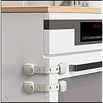 5 Pack Child Proof Refrigerator Lock, QYESWHSR Fridge Locks for Kids with Sticky Adhesive Pads, Child Safety Locks for Doors, RV Refrigerator, Oven Lock Child Safety Baby Cabinet Locks (Oven-Gray)