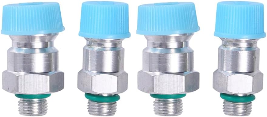 MAGICLULU 4Pc Automotive Air-conditioning Refilling Valve Oil-resistant Connectors with Rubber Rings Inflation Heads for High and Low Pressure Systems for Air Conditioner Pipe Maintenance