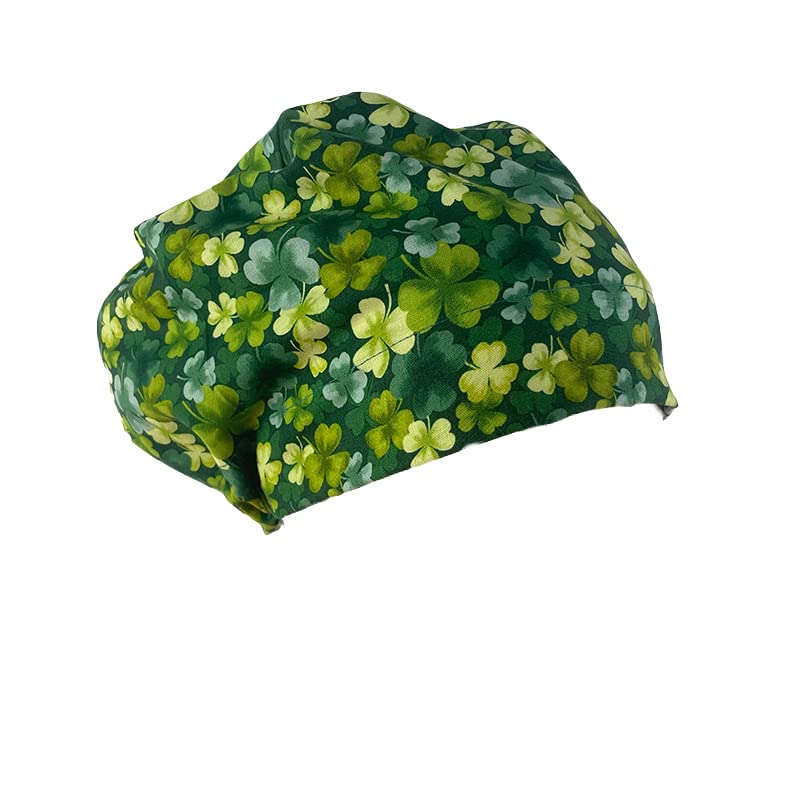 European Style Scrub Cap No Ribbon – Saint Patrick's Clovers. Scrub Hat for Women & Men tie Back | Working Cap with Holder. Scrub Hats for Women, Unisex Surgical Caps, Nurses Hats | Dr. Hats