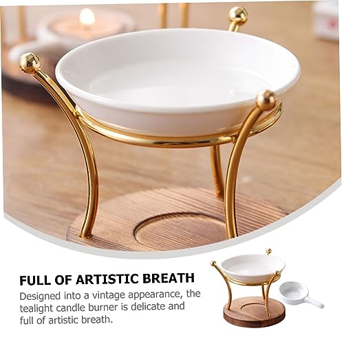 Difusor aromático eléctrico con base de madera y soporte para vela miniatura 4