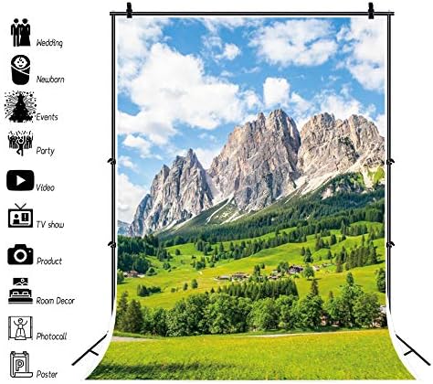 Miniatura 3 de Renaiss Telón de fondo de montañas de los Alpes de 5 x 7 pies para sesión de fotos, retrato de paisaje europeo de naturaleza, paisaje suizo,