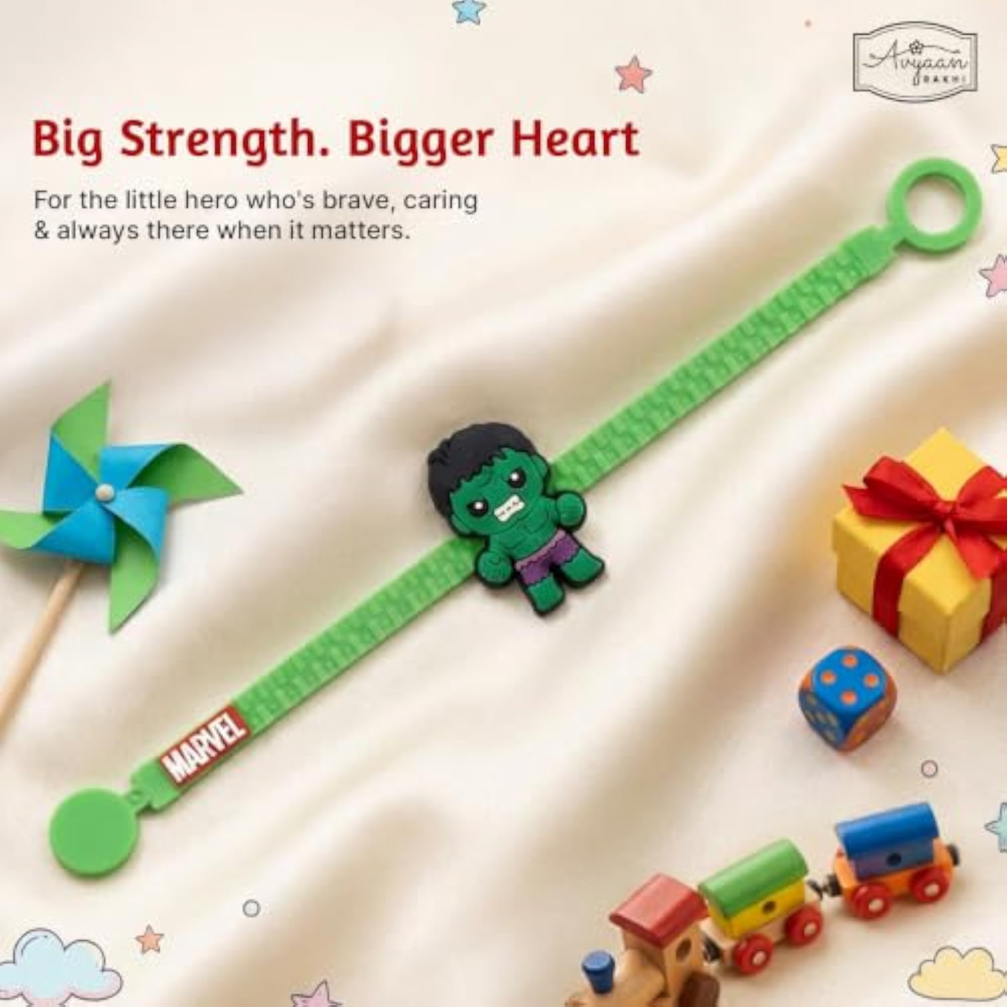 Avyaan Hulk Rakhi for Brother, Superhero Design