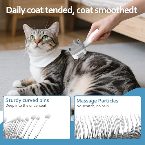 Image of 5 in 1 Pet Steam Brush for Dogs & Cats - Self Cleaning, 3 Pet Brush for Smoothing, Dematting, Thinning - Shedding, Grooming & Hair Removal, Includes Shampoo & Storage Case (7.2 inch-pinbrush)