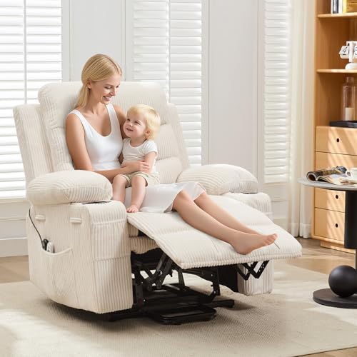 Sillón eléctrico reclinable beige con masaje miniatura 1