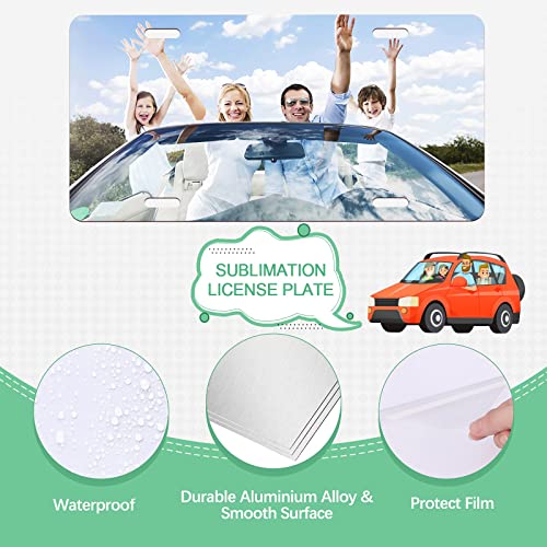 10 Pack Sublimation License Plate Blanks, Metal Aluminum Automotive Front License Plate Tag, Heat Thermal Transfer Sheet Diy Picture Sublimation Blank For Custom Design Work - White #TOP1
