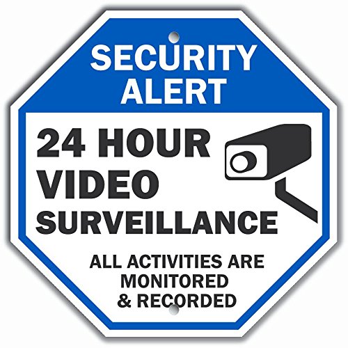 "Security Alert - 24 Hour Video Surveillance, All Activities Monitored" Sign By SmartSign | 10" x 10" Aluminum