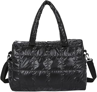 Miyabitors Borsa a Tracolla Imbottita Invernale per Donna Borse a Tracolla Leggere Impermeabili Borsa a Tracolla Imbottita Casual in Cotone alla Moda in Cotone Nero