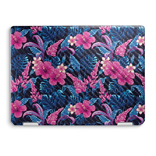 Image of MightySkins Carbon Fiber Skin Compatible with HP Spectre x360 14 inch (2022) Full Wrap Kit - Contrast Hibiscus | Protective, Durable Textured Carbon Fiber Finish | Easy to Apply | Made in The USA
