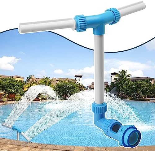 Klleyna 2 Heads Pool-Fountain for Inground Above - Waterfall Cool Down Temperature, Kids Fun Sprinkler Blue Toy, Rotating Dual Spray Pond Return Jet Attachment Accessories, Spa Decor Garden Outdoor