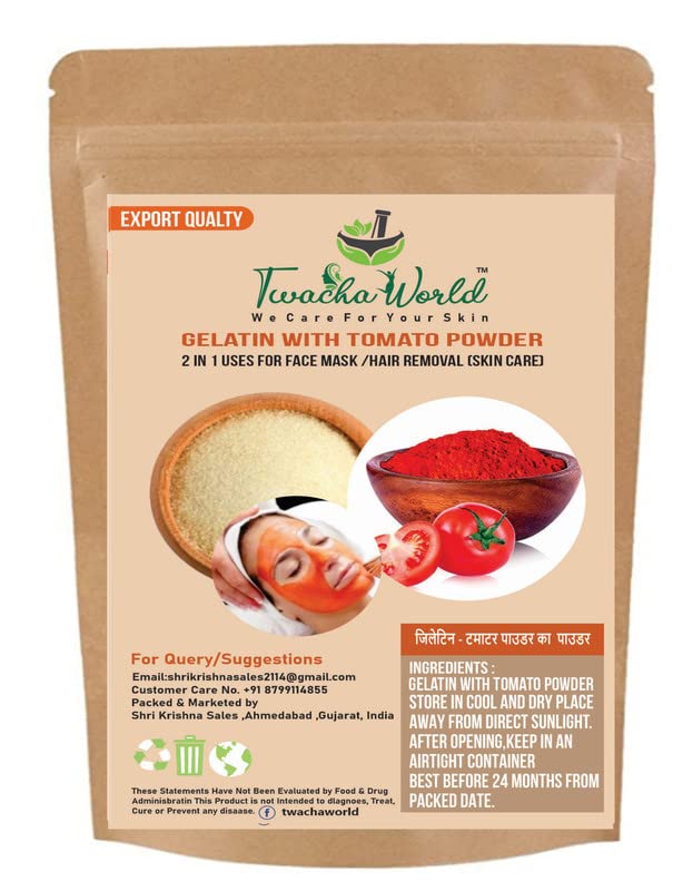 Gelatin with Tomato Powder (2 in 1 Use) for DIY Peel Off Mask/Hair Removal (50 g)