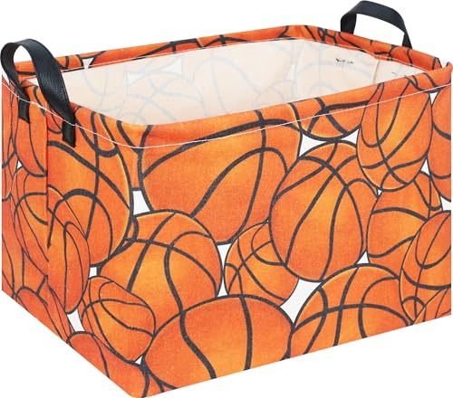 Image of CLOCOR Rectangular Basketball Storage Basket Empty, Gift Basket, Room Decor(Basketball)