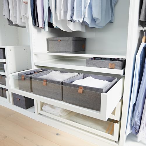 LOVE IT STORE IT Premium Aufbewahrungsboxen Stoff 2-teilig - Kleiderschrank Organizer aus Leinen - Verstärkte Wände - Set mit zwei großen Boxen - Grau - 30x30x15 cm