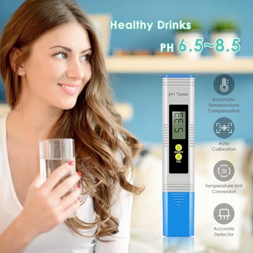 Image of PH Meter 0.01 High Accuracy 0-14 PH Test Range Water Quality Tester with ATC | Easy to Use Swimming Pool Aquarium Food Plants Digital PH Meter for Water, Pool and Aquarium | Warranty-1 Year