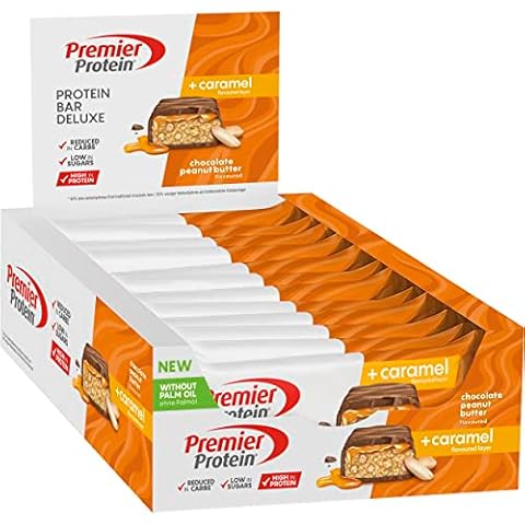 Premier Protein Bar Deluxe Chocolate Peanut Butter 12x50g - High Protein Low Sugar + Kohlenhydratreduziert + Palmölfrei Cover