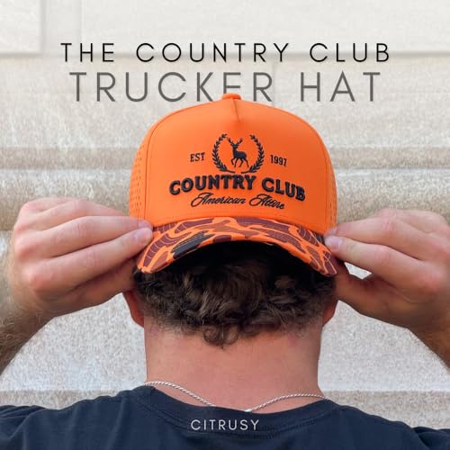 Image of CITRUSY Athletic Trucker Golf Hat | Performance Mens 5 Panel Cap | Cool Breathable Waterproof Workout Running Snapback