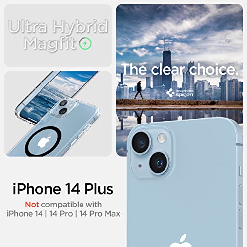 Image of Spigen Ultra Hybrid MagFit Back Cover Case for iPhone 14 Plus, MagSafe Compatible, Air Cushion Technology - PC+TPU | Black