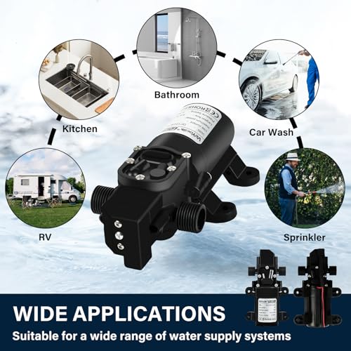 VeYocilk DC 12V Water Pump,1GPM 4L/Min G1/2\" 20mm Diaphragm Pump with Pressure Switch for Pumping Water - Thumbnail 7