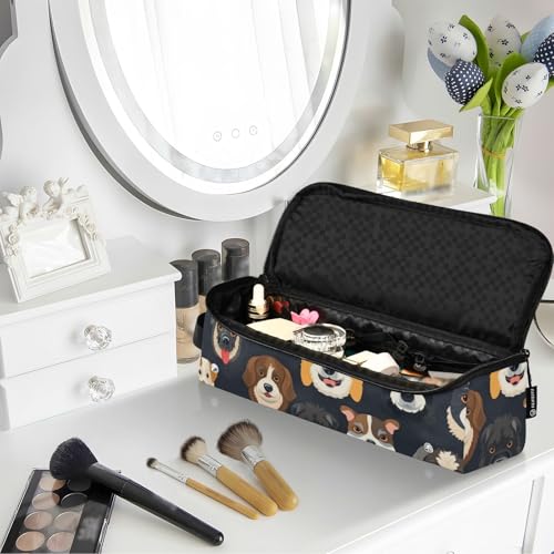 Organizador de herramientas para peinado con diseño de perro negro, portátil con tapete resistente al calor para plancha de pelo, rizador y otras herramientas de peinado miniatura 7