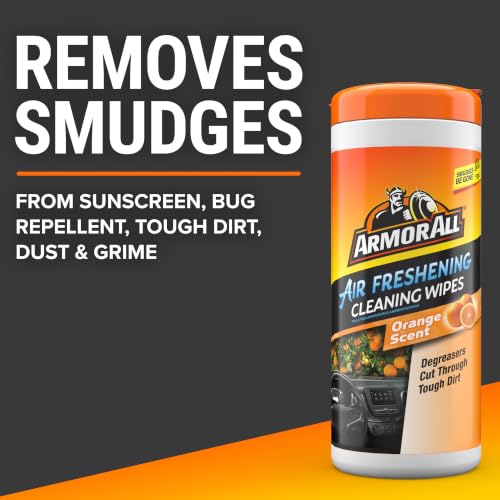 Image of Armor All Car Interior Cleaner Wipes , Car Cleaning Wipes with Orange Cleans Dirt and Dust in Cars, Trucks and Motorcycles, 25 Count