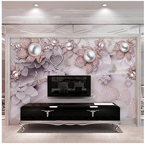 Estilo europeo Joyas de lujo Flores Foto Mural Papel tapiz Sala de estar TV Sofá Telón de fondo Pared Decoración para el hogar Papel De Parede 3D Sala-400X280CM