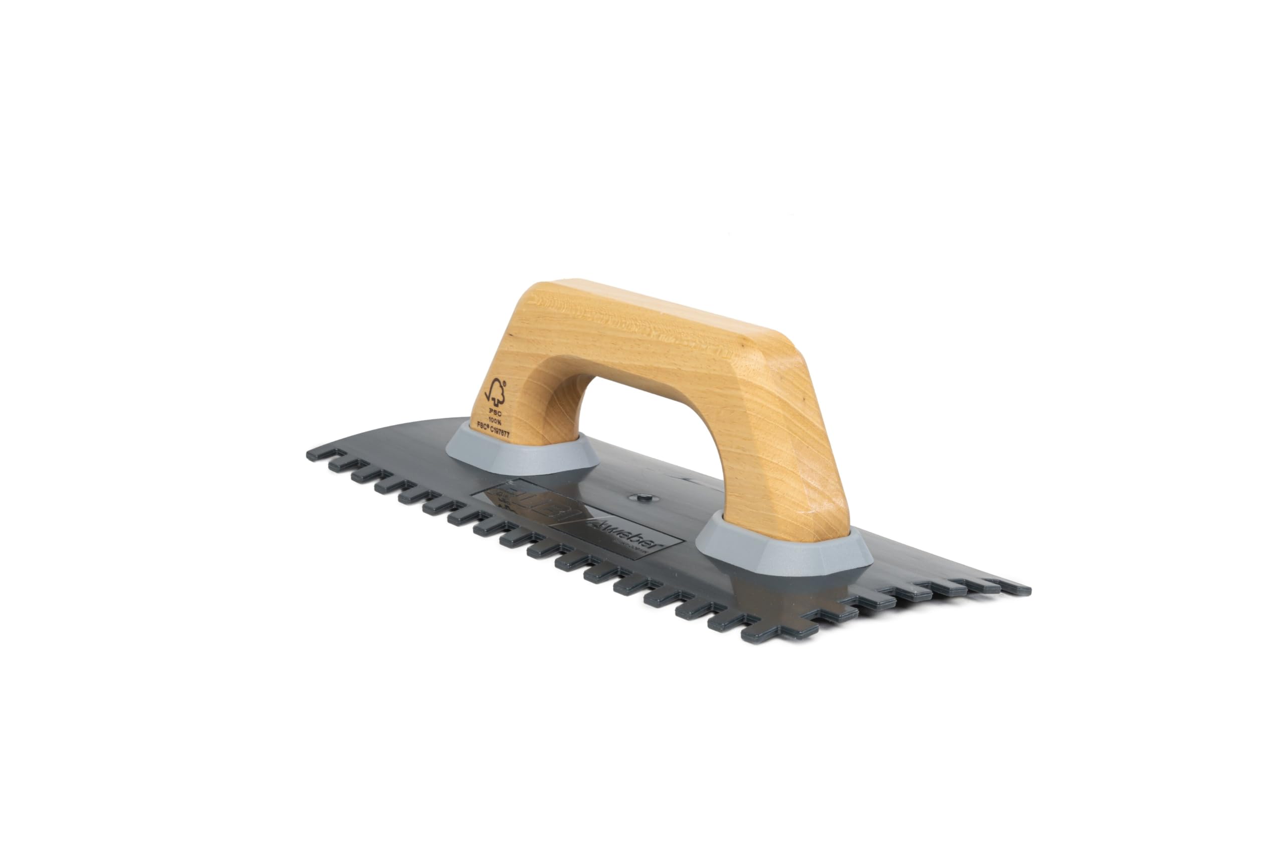 Llana Dentada TECH-FLEX 8x10 mm con Mango de Madera Ergonómico | Herramienta Ligera para Adhesivos Cerámicos Gel y Flex | Caucho Curvo Antióxido