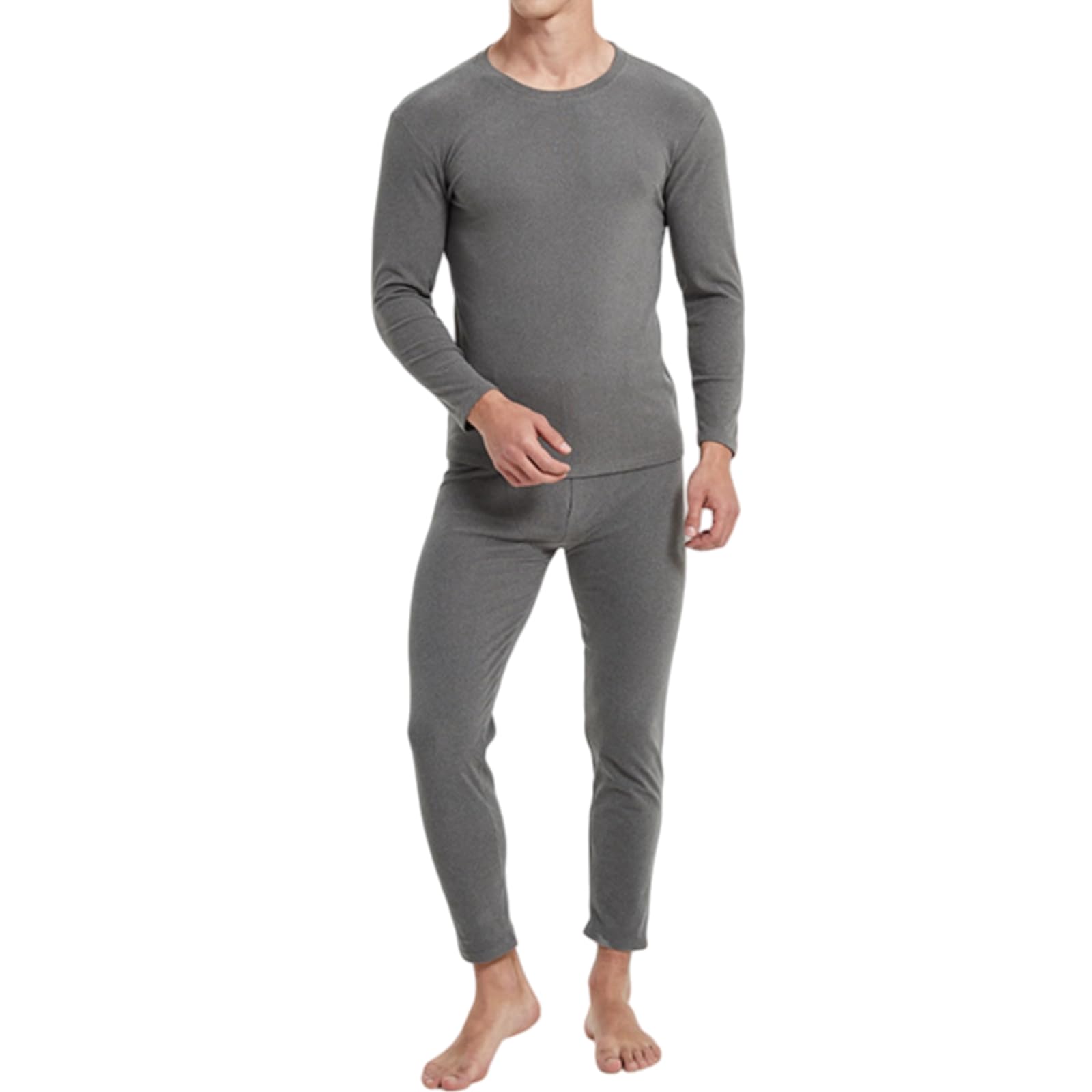 Generisch Set biancheria intima termica da uomo, tinta unita, foderata in pile, biancheria intima termica da uomo, set basellayer, mutandine lunghe da uomo in stagione fredda