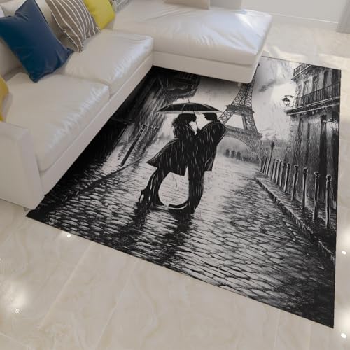 Tapis Tour Eiffel antidérapant et lavable pour un salon impeccable
