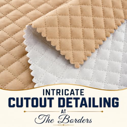 Image of KIB 200 TC Beige Velvet Usey Quilting Bedsheet Runner Set