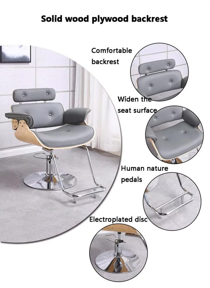 Hydrauliczne krzesło do salonu w stylu vintage, 180 kg, wytrzymały tron stylisty, obracany o 360°, regulowana wysokość, profesjonalny fotel fryzjerski dla fryzjerów, salonów piękności, czarny, wygodny