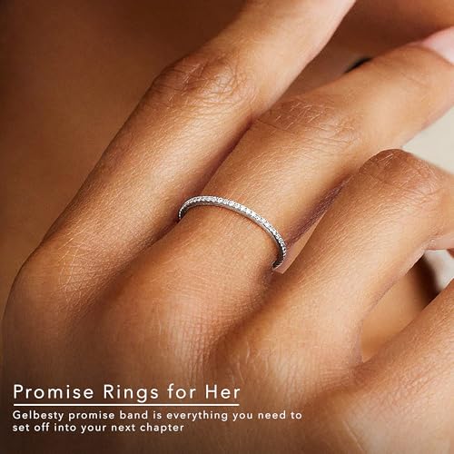 Gelbesty Gold Wedding Band Rings for Women, Cubic Zirconia Promise Eternity Engagement Rings for Her, Non Tarnish Silver Stackable Thumb Pinky Band Size 4/5/6/7/8/9/10/112