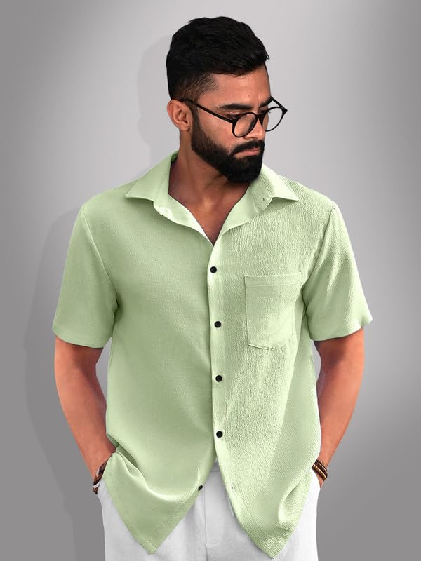 Image of Tee Projekt Solid Shirt for Men's ||Pop corn Shirt|| Solid Shirt for Men's|| Casual Shirt for Men||Half Sleeve Spread Collar Shirt for Men|| Pack of-2