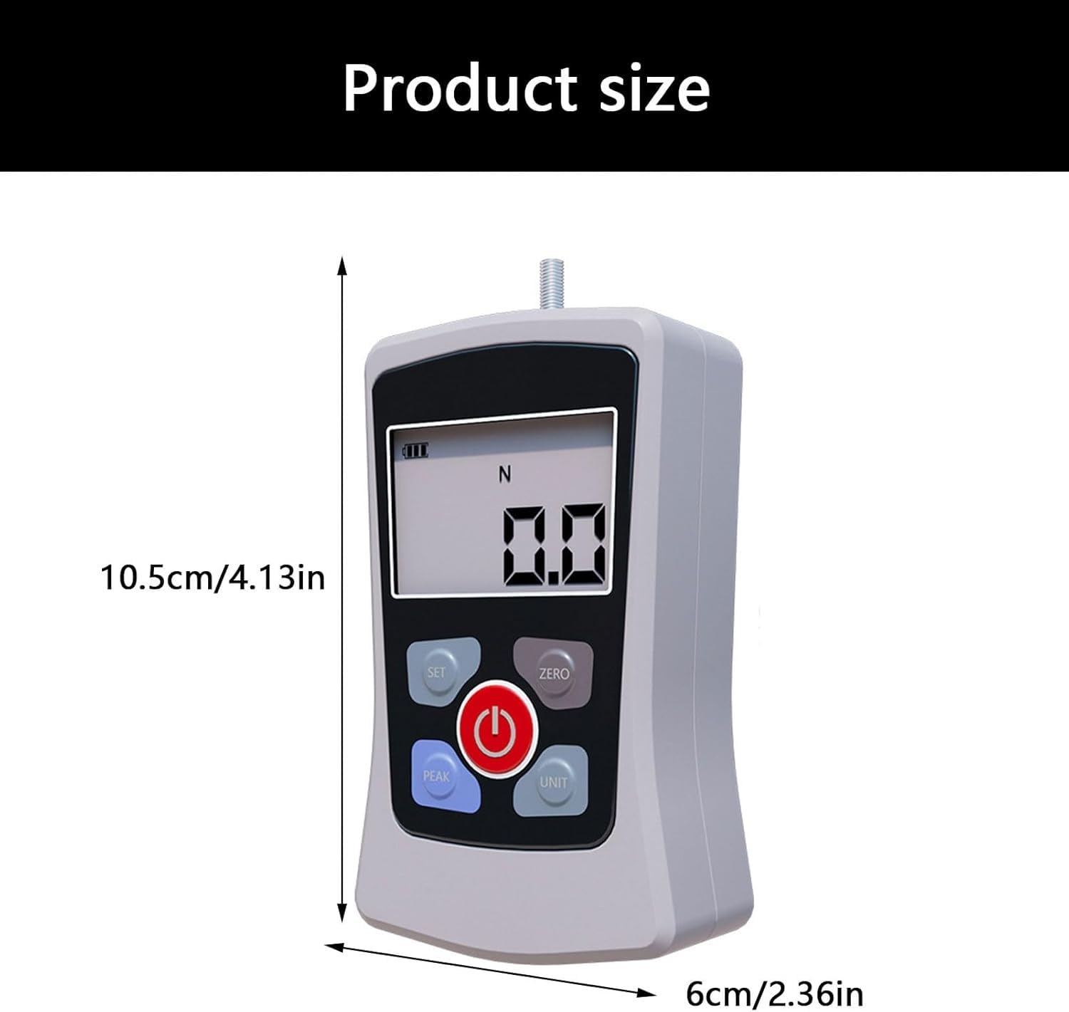 Medidor de fuerza digital de 2N a 500N, probador de fuerza de empuje y tracción, medidor de tensión y torque con pantalla digital, unidades N/Kg/Lb, alta precisión ±1%, dinamómetro portátil(10N)