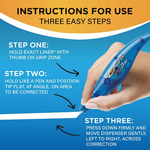 Image of BIC Wite-Out Brand Exact Liner Correction Tape, 19.6 Feet, White, Fast, Clean and Easy to Use Tear-Resistant Tape, 10-Count