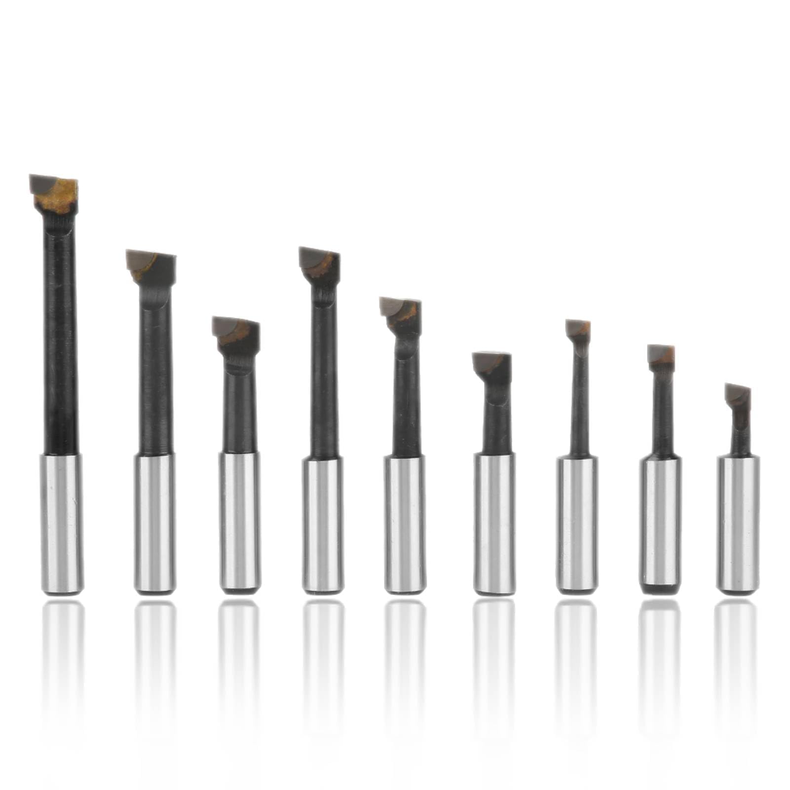 Agatige 9 Pièces Ensemble de Barres D'alésage, Tête D'alésage, F1 de 12mm Tenant Outil de Tour CNC en Acier Haute Vitesse de Type avec Base Outils de Tournage de Barres D'alésage