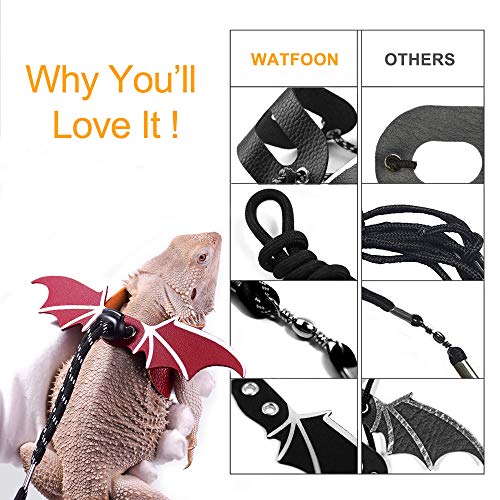 WATFOON 3 Pack Bearded Dragon Lizard Leash Harness Adjustable Dragon Wing Soft Leather Reptile Leash Harness 3 Different Size for Amphibians Leopard Gecko Guinea Pigs Rats Rabbit Small Animals(Brown)