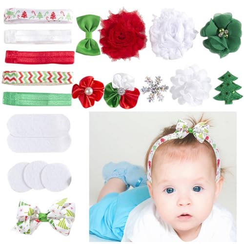 Conjunto de tiara artesanal com laço e flor elástica para crianças com tecido de chiffon DIY – acess