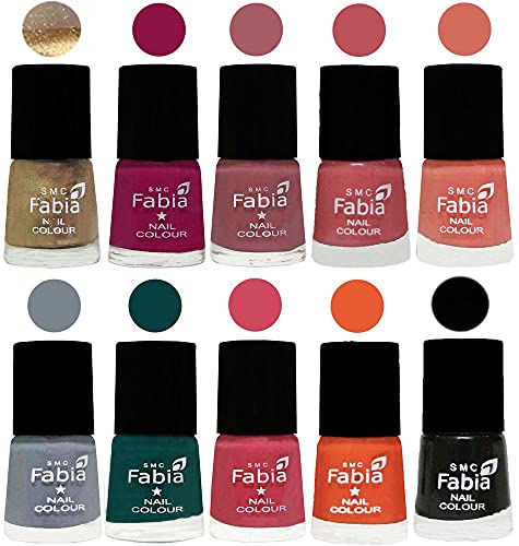 Image of ALL IN ONE (PACK OF 10), Long Lasting Glossy Nail Polish, 6 ml Each, All Vibrant Colours,01941