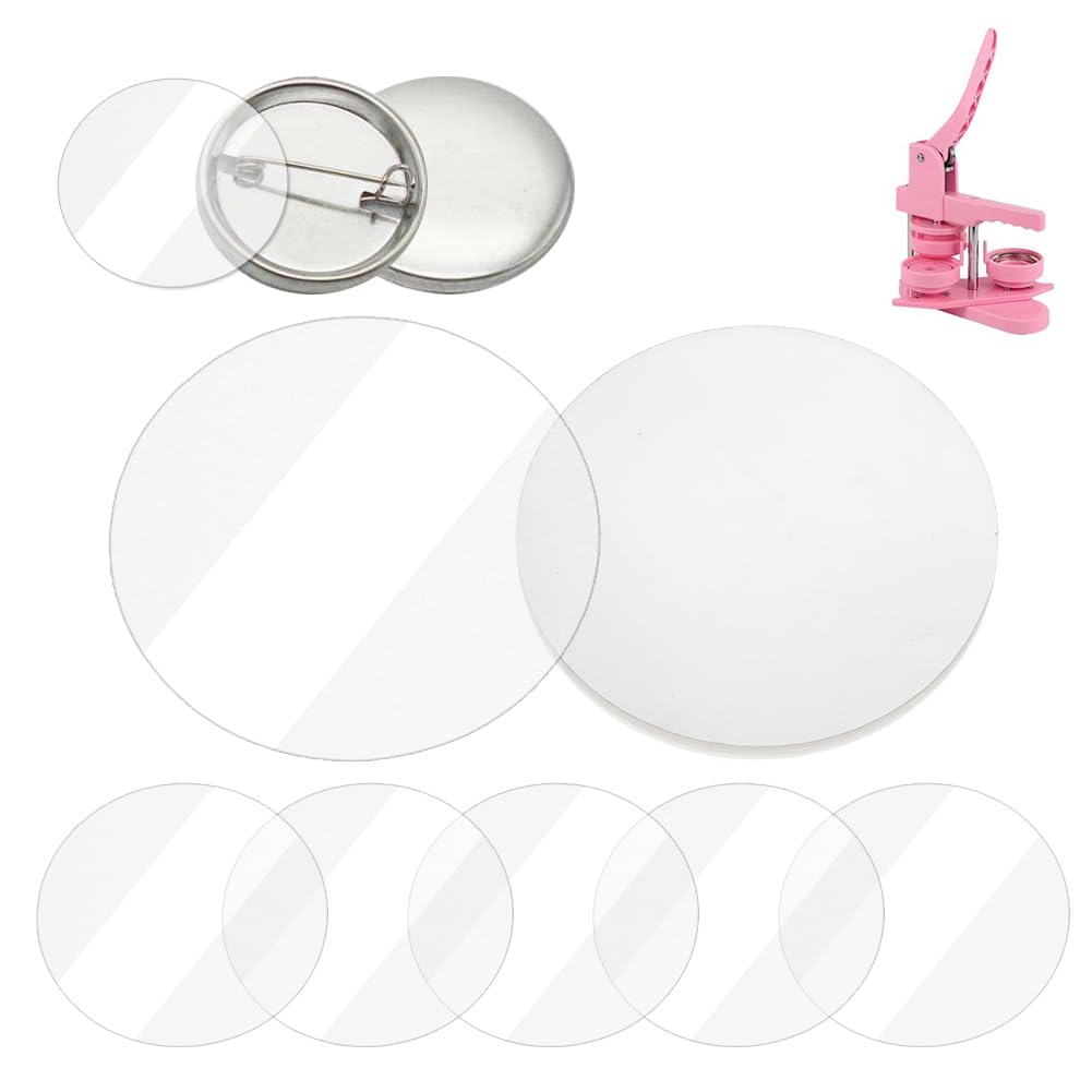 OLYCRAFT 200Pcs 86mm Button Film for 75 mm Button Maker Plastic Film Machine Transparent Buttons Protective Films Clear Badge Protective Films for Round Buttons Maker Badge DIY Craft Supplies